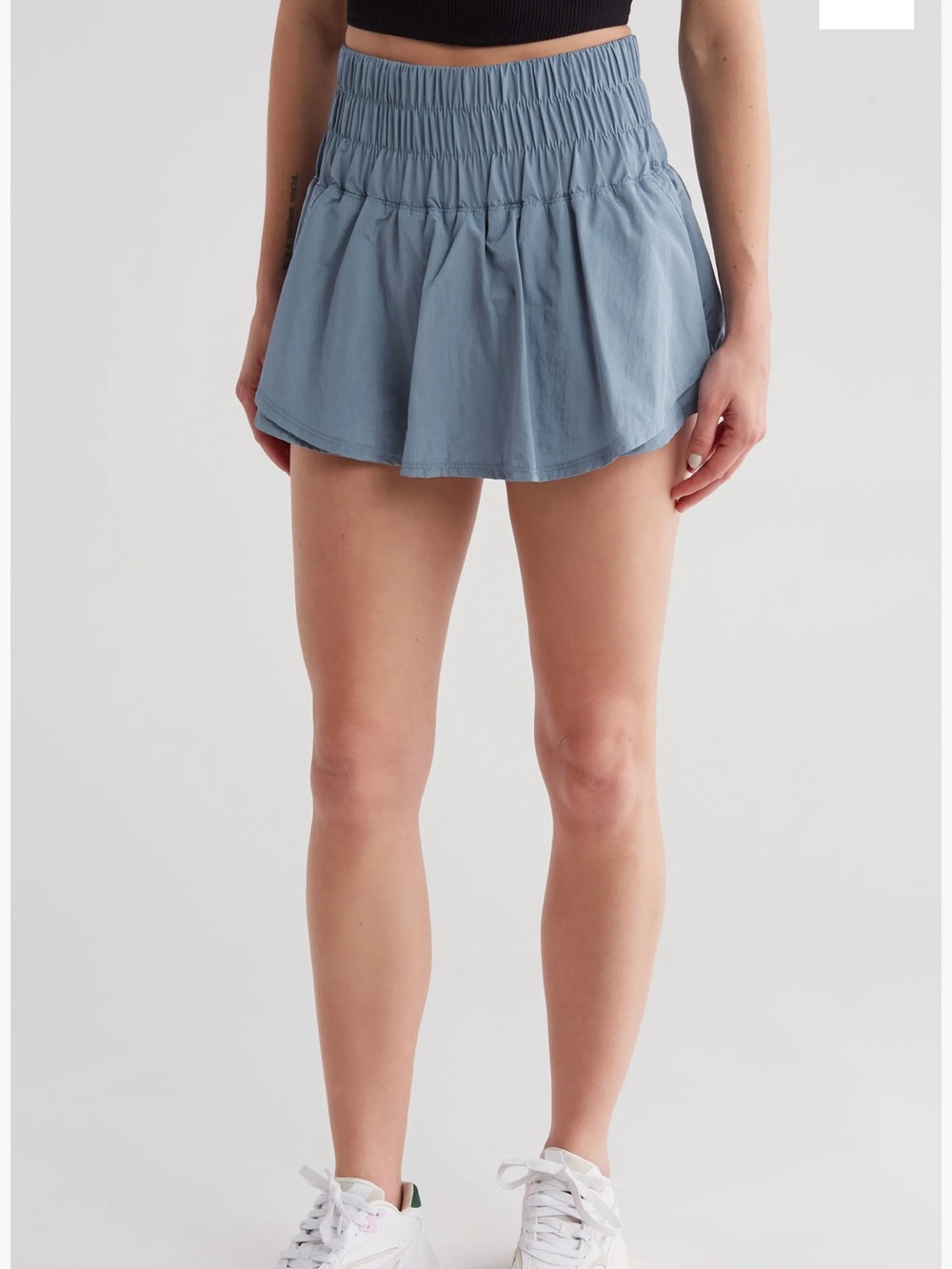 High-Waist Smocked Light Blue Women’s Shorts